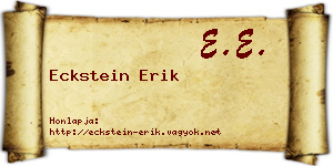 Eckstein Erik névjegykártya